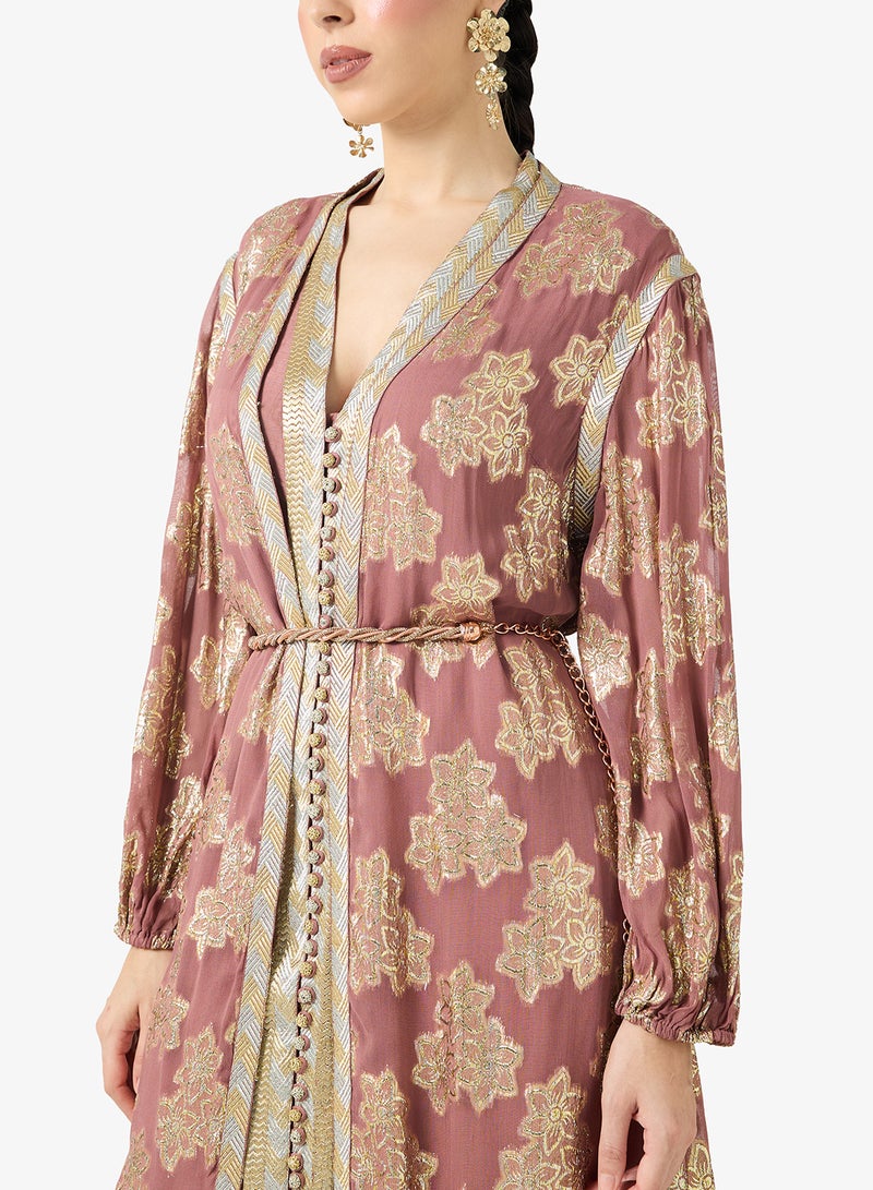 Threadz by Ajooni Jacquard Lace Kaftan and Dress Set - Image 3